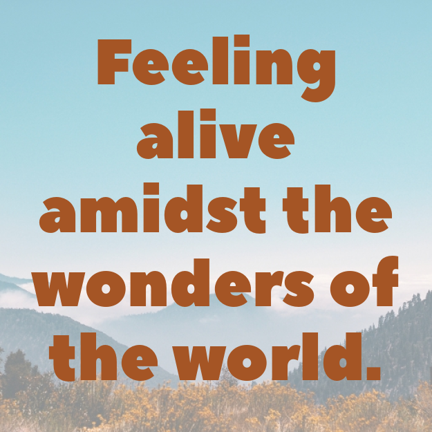 Feeling alive amidst the wonders of the world.